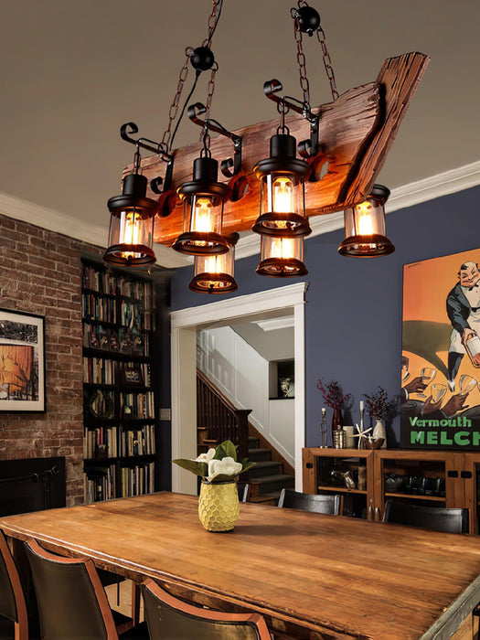 Nautical Industrial Style Wooden Chandelier - DWHOME