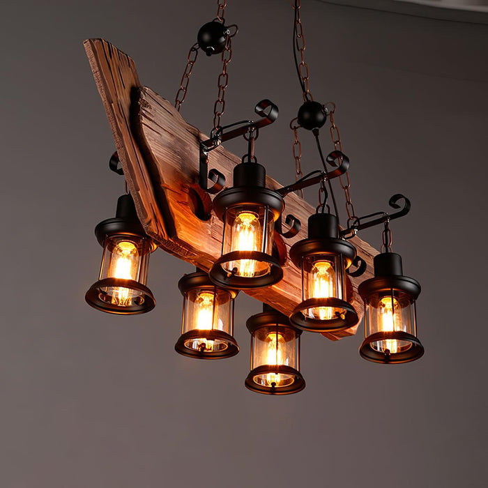 Nautical Industrial Style Wooden Chandelier - DWHOME