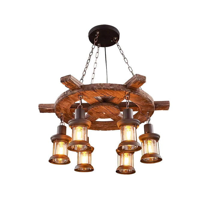 Nautical Industrial Style Wooden Chandelier - DWHOME