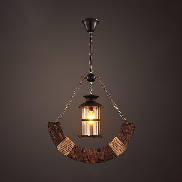 Nautical Industrial Style Wooden Chandelier - Vakkerlight