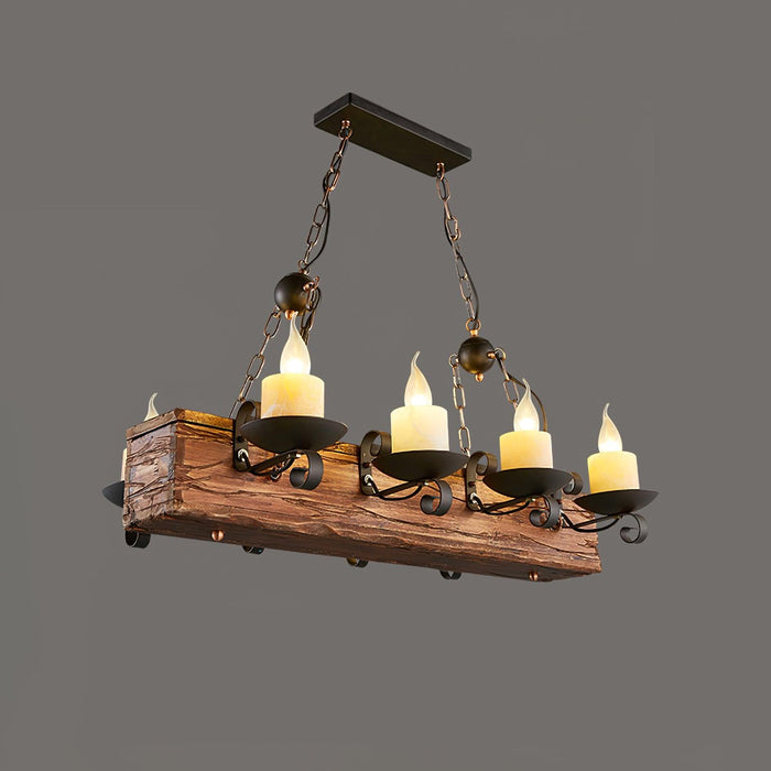 Nautical Industrial Style Wooden Chandelier - Vakkerlight