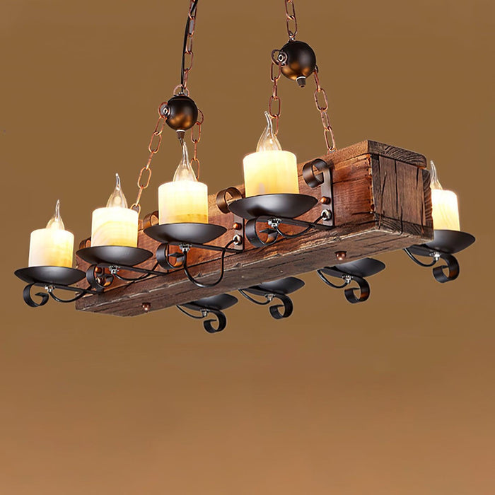 Nautical Industrial Style Wooden Chandelier - DWHOME