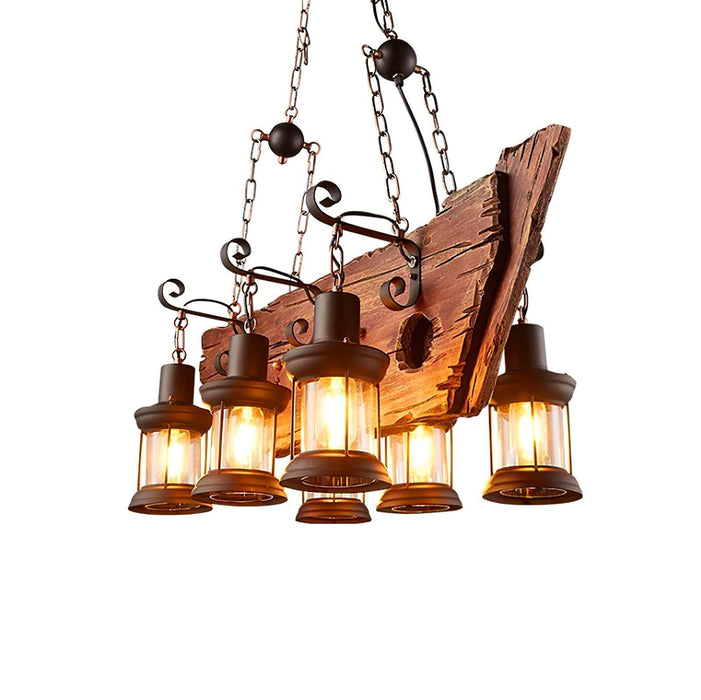 Nautical Industrial Style Wooden Chandelier - DWHOME