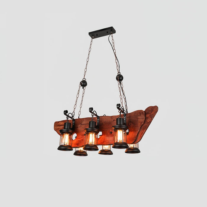 Nautical Industrial Style Wooden Chandelier - Vakkerlight