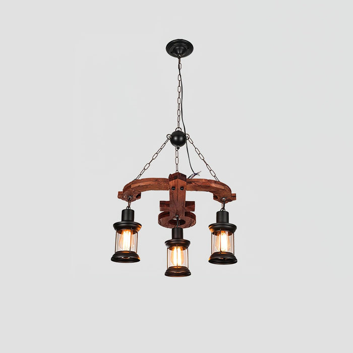 Nautical Industrial Style Wooden Chandelier - Vakkerlight