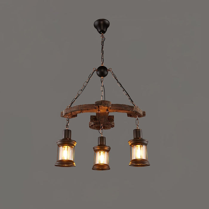 Nautical Industrial Style Wooden Chandelier - DWHOME