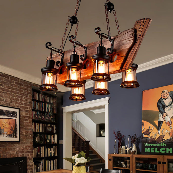 Nautical Industrial Style Wooden Chandelier - DWHOME