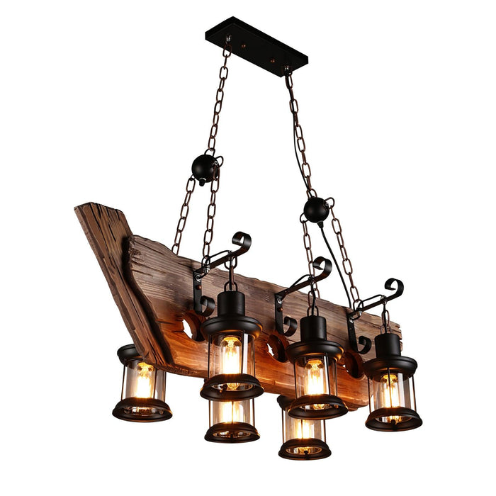 Nautical Industrial Style Wooden Chandelier - Vakkerlight