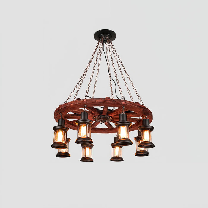 Nautical Industrial Style Wooden Chandelier - Vakkerlight