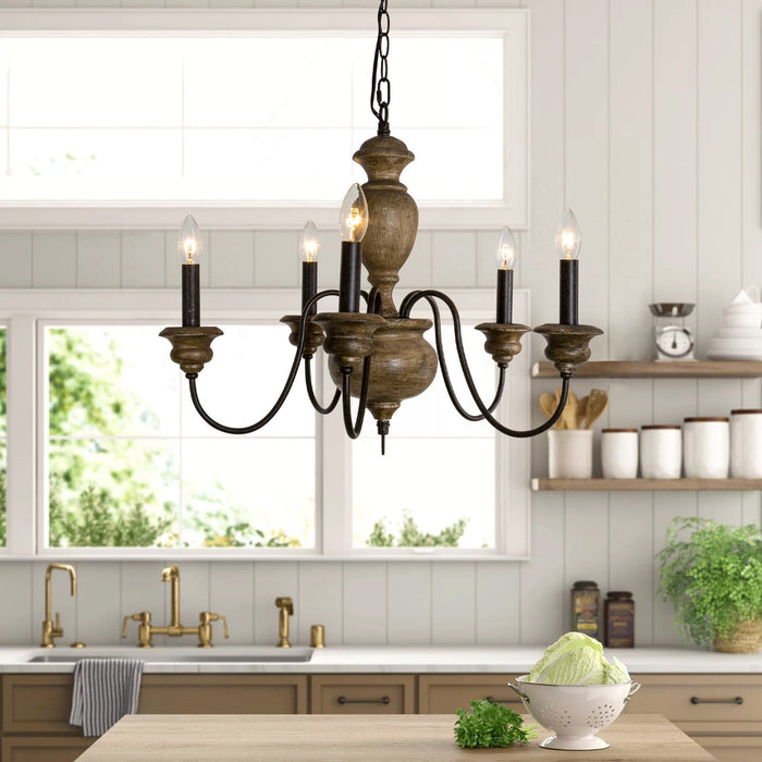 Neddy Wood Chandelier-DWHOME