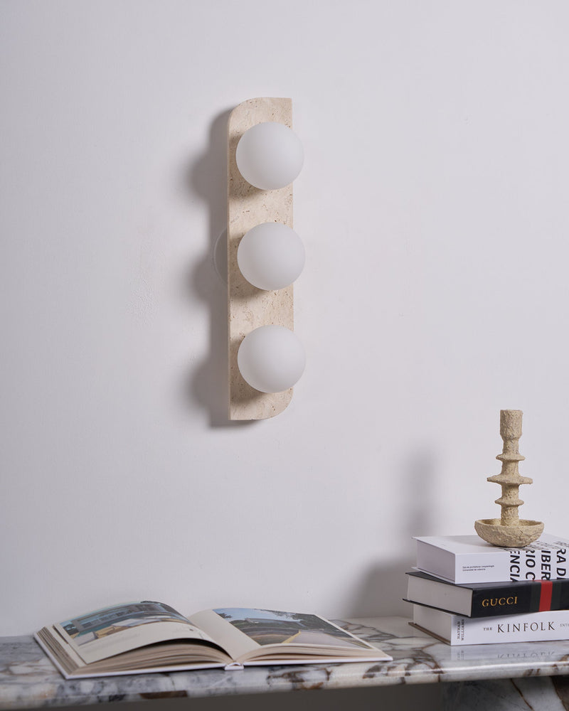 Elysian Travertine Plug-in Wall Light-DWHOME