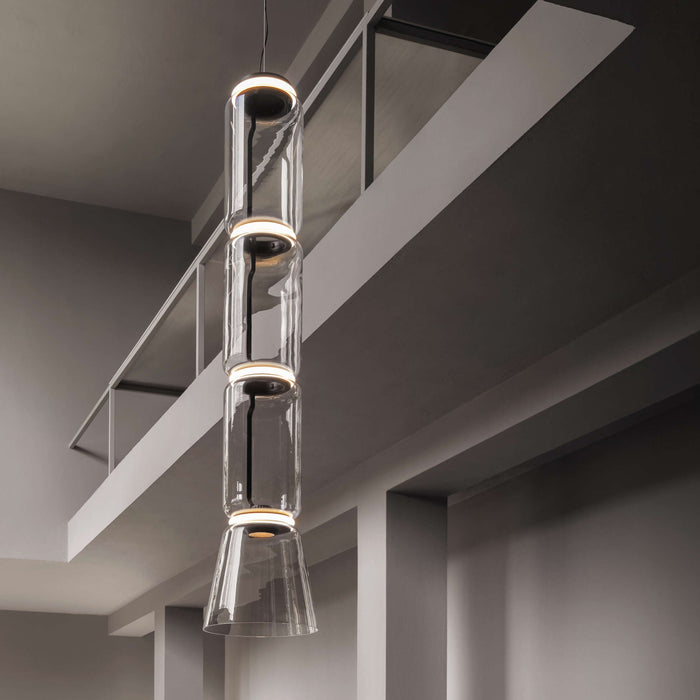 Cylindrical Glass Pendant Light.