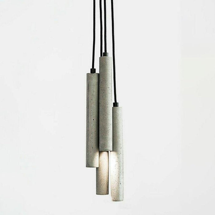 Long Concrete Pipe Minimalist Line Pendant Light.