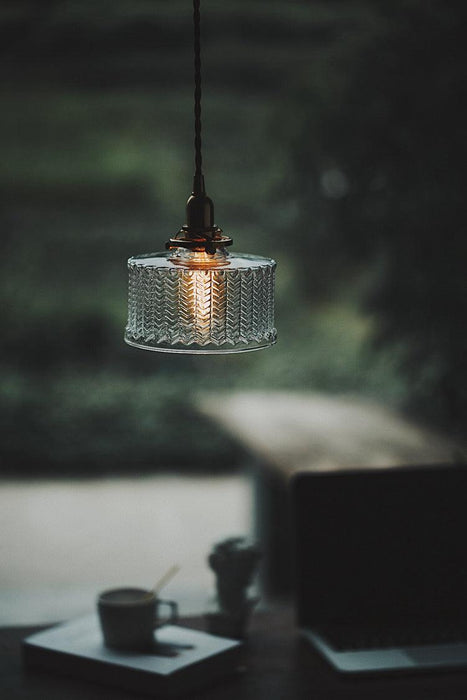 Matilda Glass Mid Century Vintage look Brass Fitting Pendant Light.