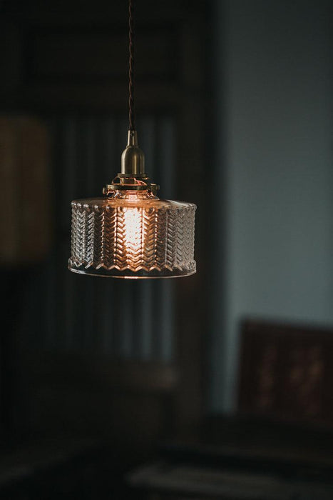 Matilda Glass Mid Century Vintage look Brass Fitting Pendant Light.