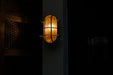 Nautilus Oval brass cage outdoor wall light / ceiling Light.