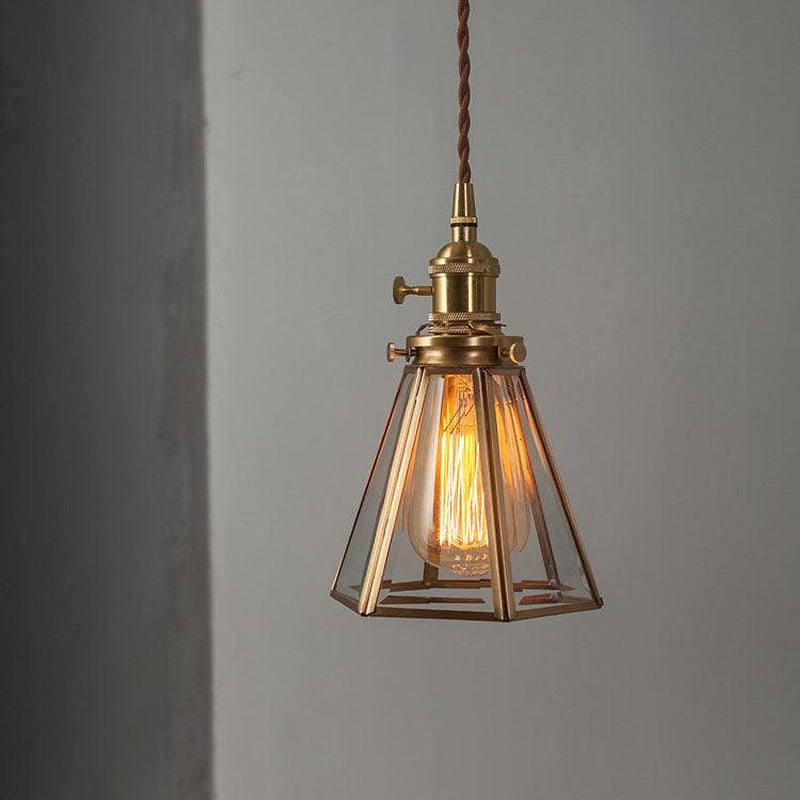 Lanterna brass frame glass pendant light-DWHOME