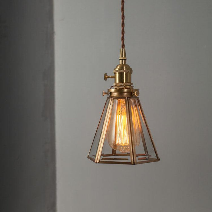 Lanterna brass frame glass pendant light.