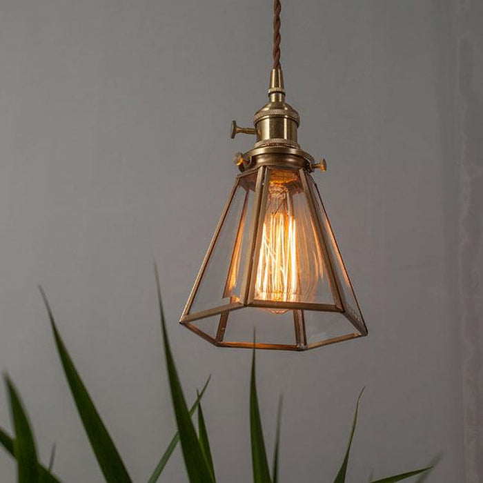 Lanterna brass frame glass pendant light-DWHOME