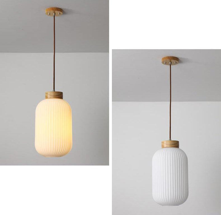 Lampions paper lantern glass shade Japandi style pendant light - DWHOME