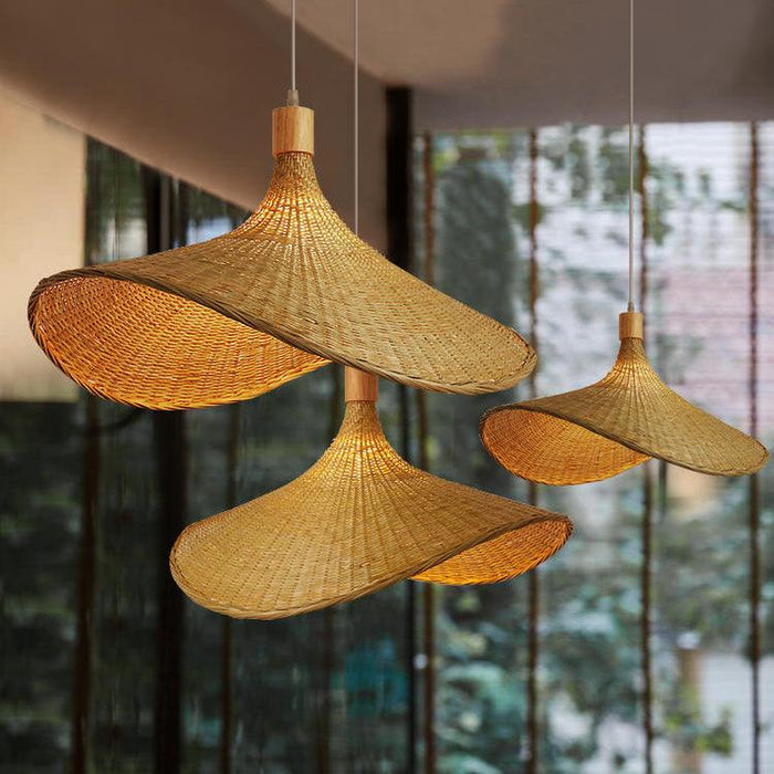 Panama Rattan Wicker Bamboo Pendant Light.