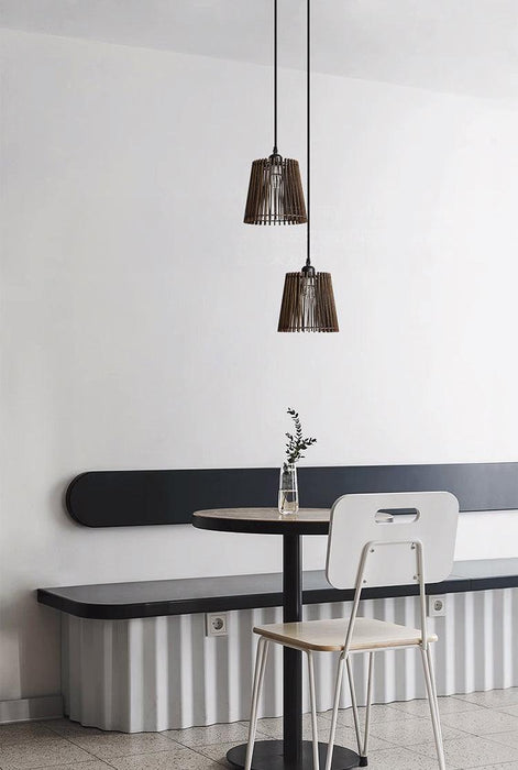 Kaho Wooden Shade Japandi Pendant Light.