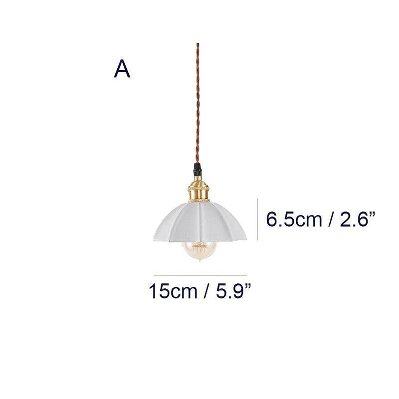 Odette Porcelain Shade Brass Fitting Pendant Light-DWHOME