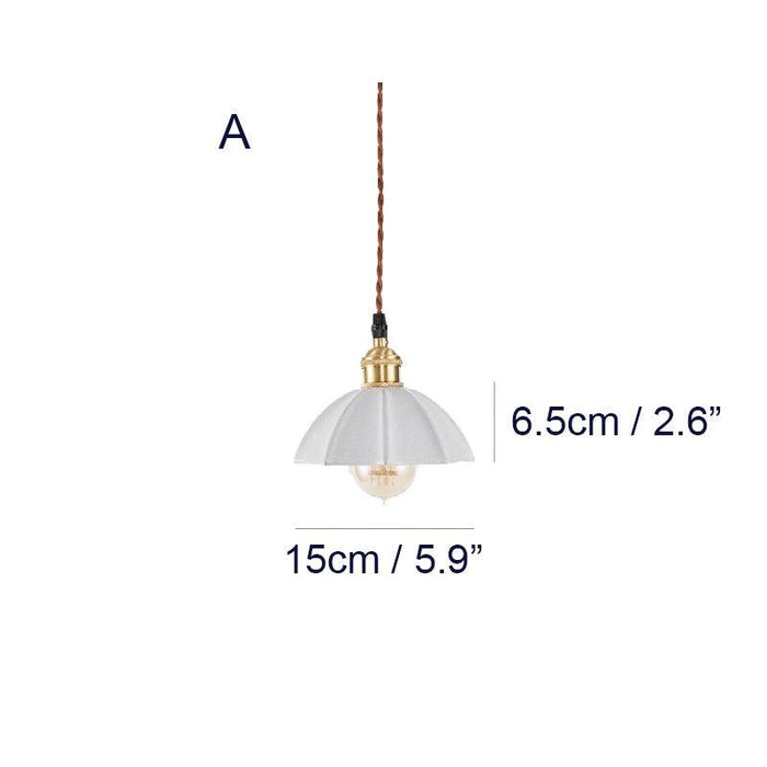 Odette Porcelain Shade Brass Fitting Pendant Light - DWHOME