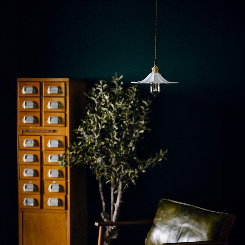 Odette Porcelain Shade Brass Fitting Pendant Light-DWHOME