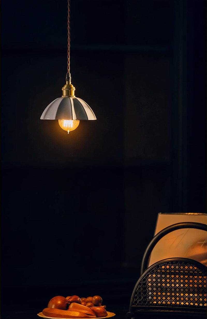 Odette Porcelain Shade Brass Fitting Pendant Light-DWHOME