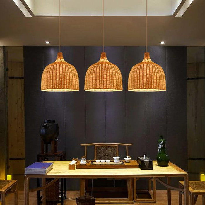 La playa rattan bamboo weave pendant light.