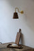 Oberon Wooden Shade Brass gooseneck arm Wall Light.