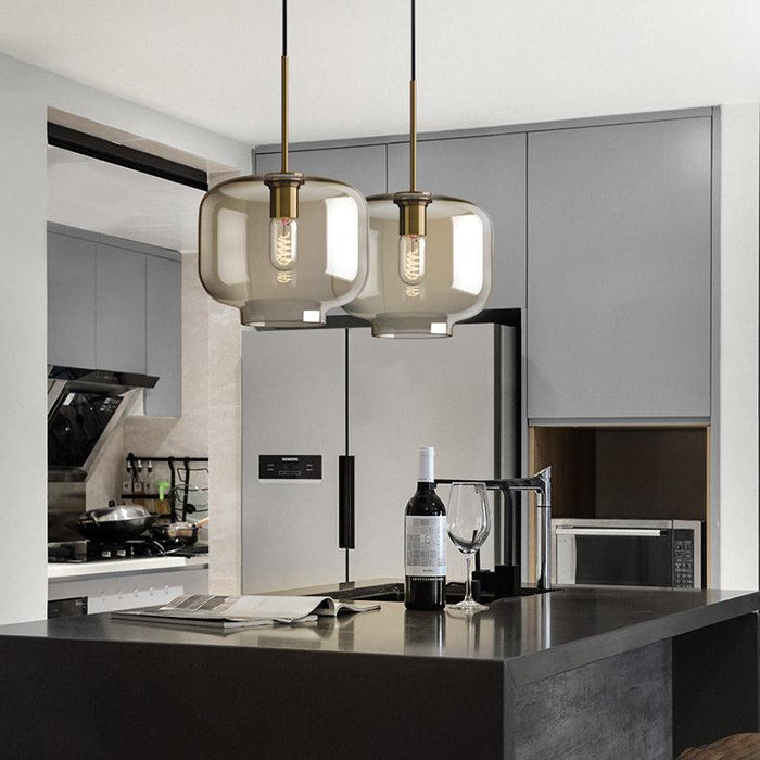 Millow Glass Shade Brass Fitting Pendant Light.