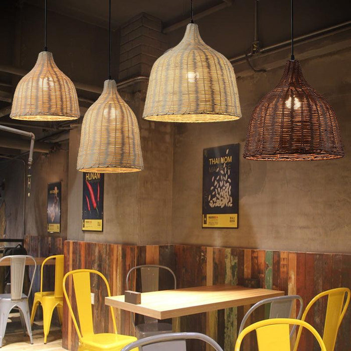 La playa rattan bamboo weave pendant light.