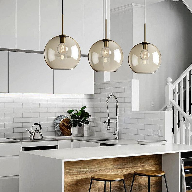 Millow Glass Shade Brass Fitting Pendant Light-DWHOME