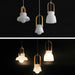 Skandi white milk glass wooden handle pendant light.