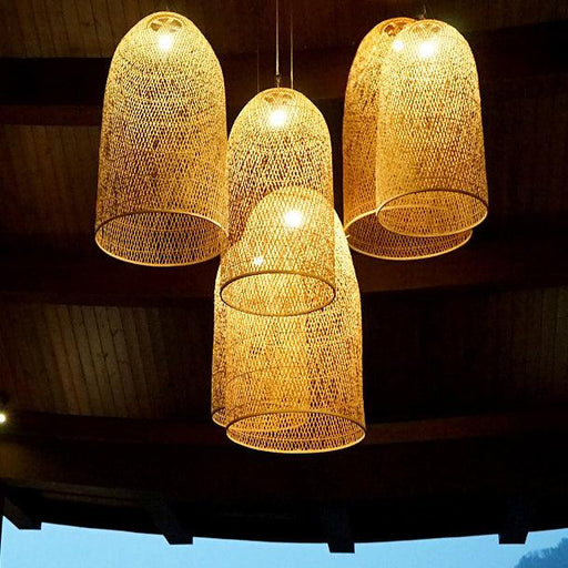 Kandang Rattan Wicker Bamboo Cage Pendant Light.