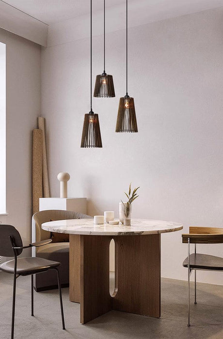 Kaho Wooden Shade Japandi Pendant Light.