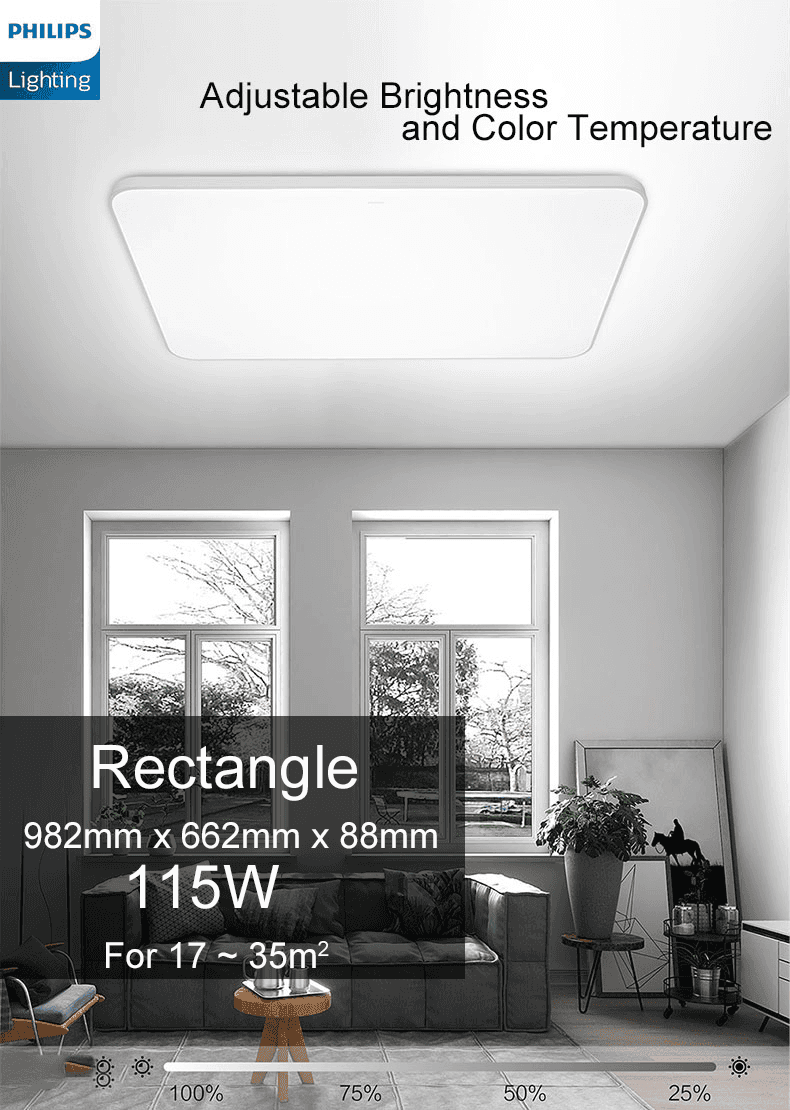 Philips LED CL702 Ceiling Light Tunable Light With AIO Remote Control Simple Design Modern Atmosphere Ultra-Thin-DWHOME