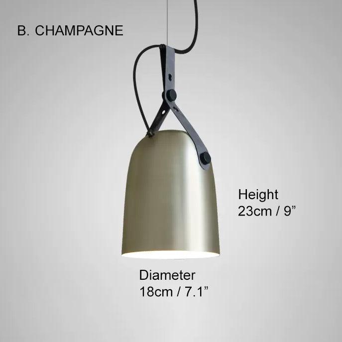 Kemi loft minimalist monochrome pendant light with strap handle.