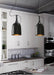 Kemi loft minimalist monochrome pendant light with strap handle.