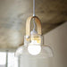 Skandi Clear Glass  Wooden Look Pendant Light.