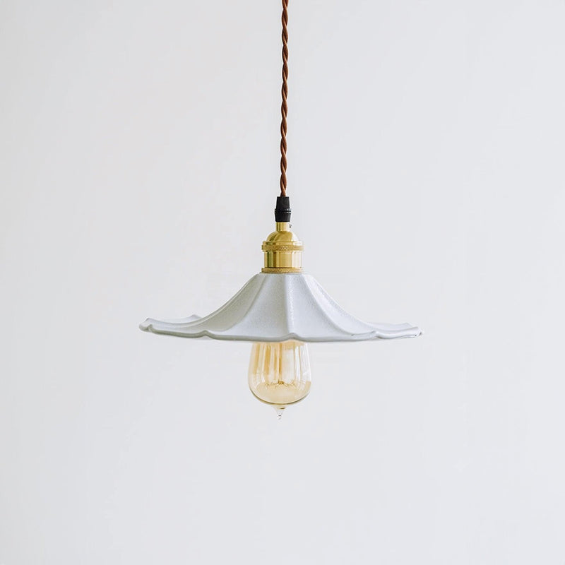 Odette Porcelain Shade Brass Fitting Pendant Light-DWHOME