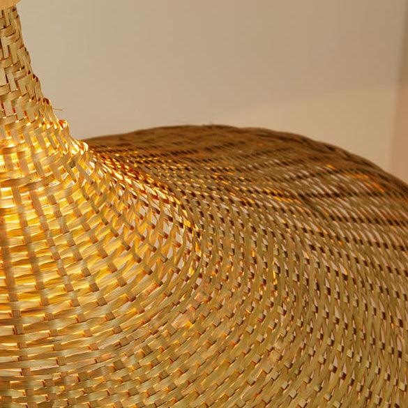 Panama Rattan Wicker Bamboo Pendant Light.