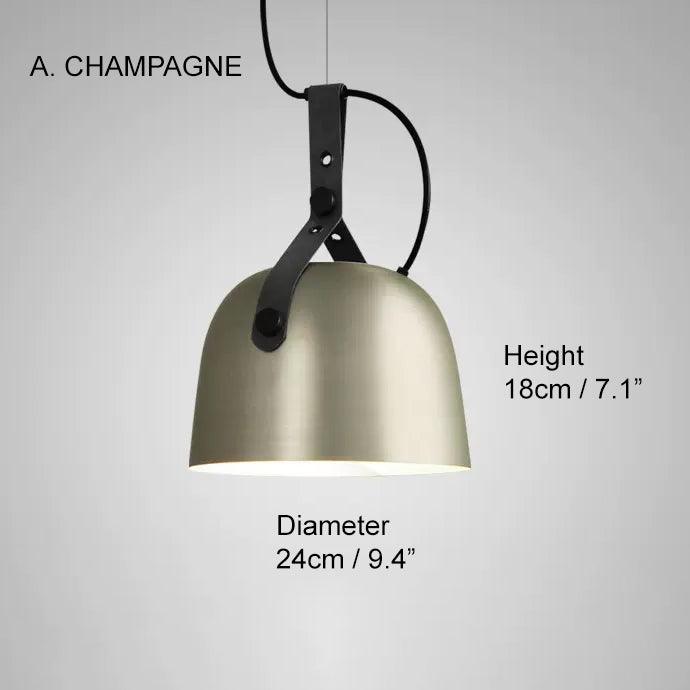 Kemi loft minimalist monochrome pendant light with strap handle.