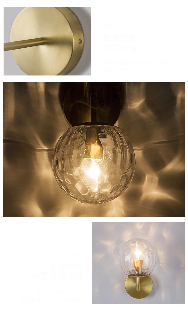 Pomelo Mid century modern Glass Ball Brass Wall Light-DWHOME