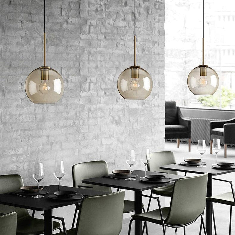 Millow Glass Shade Brass Fitting Pendant Light-DWHOME