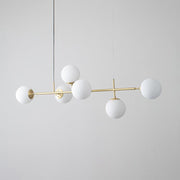 Olive Tree 5 Head Branch Milky Glass Kitchen Island Pendant Light-DWHOME
