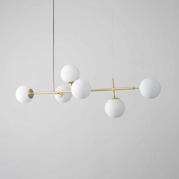 Olive Tree 5 Head Branch Milky Glass Kitchen Island Pendant Light-DWHOME