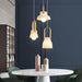 Skandi white milk glass wooden handle pendant light.